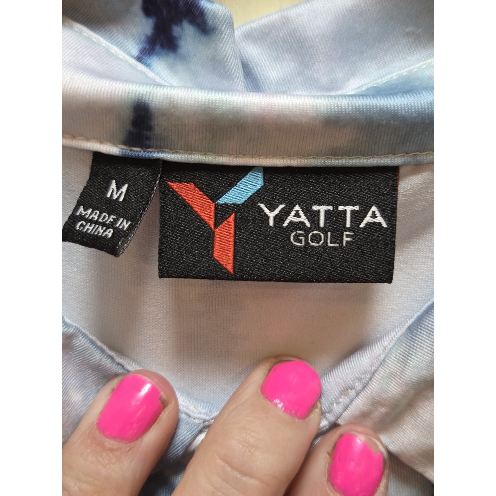 Yatta Golf Polo Shirt Mens Medium Multicolor Forest Print Golf Performance‎ Top - Picture 4 of 7